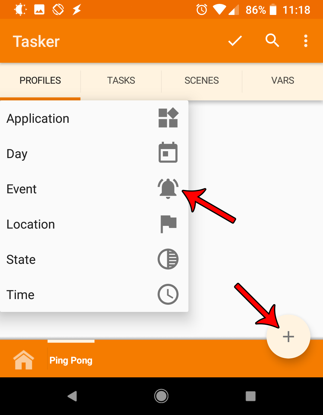 Creating a new event profile