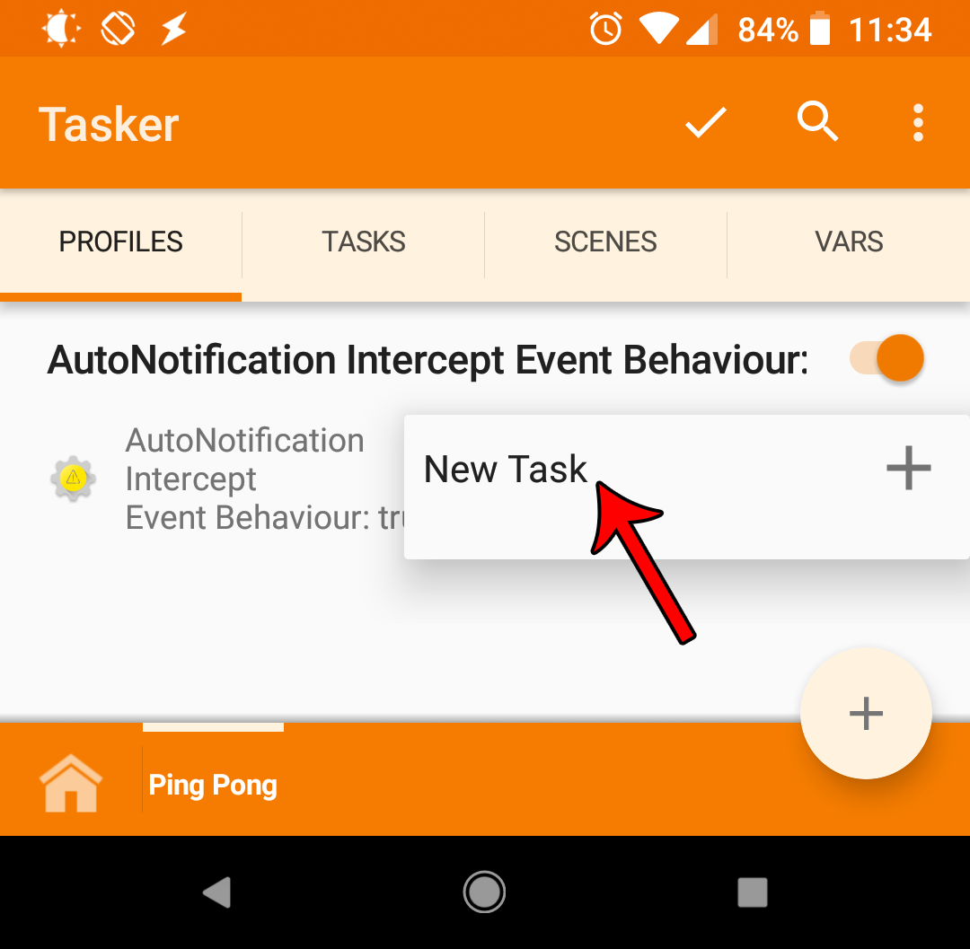 Creating a new task whenever the notification intercept event happens