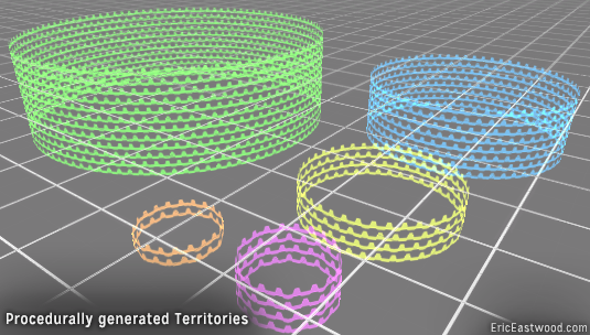 Screenshot from Radius of the transparent circle territories useful for king of hill or land grab type game types