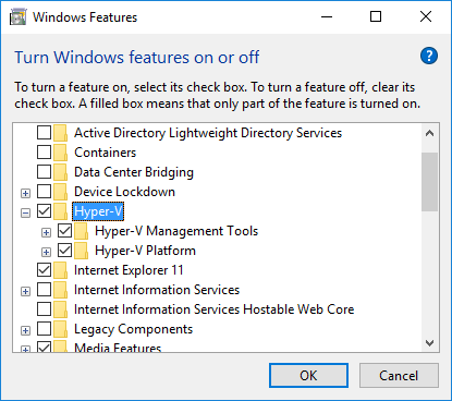 Turning windows features on and off