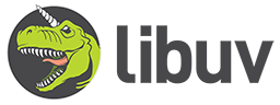 The libuv logo: a mean, green T-rex with a unicorn horn