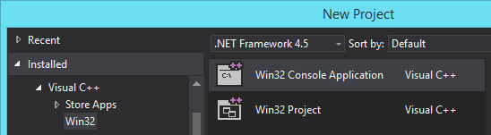 Visual Studio 'New Project' dialog